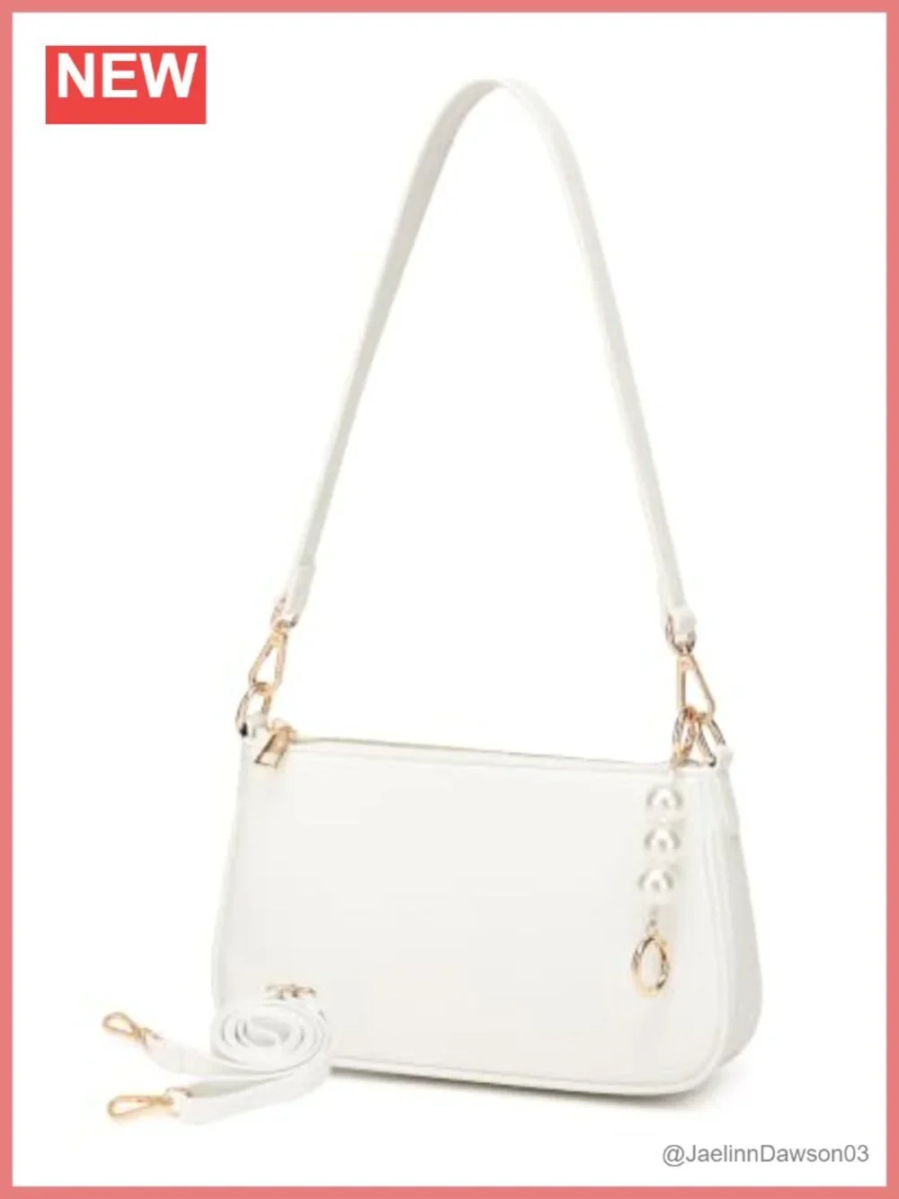 Vegan Leather Hobo Shoulder Bag for Women Crossbody with Pearl Chain